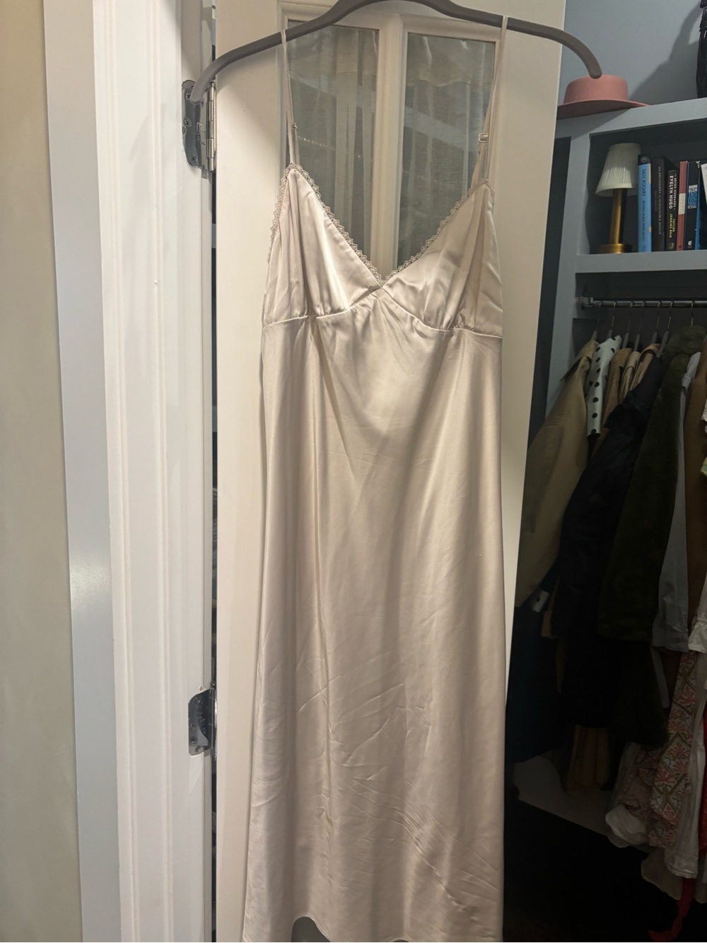 Aritzia Satin Slip Dress in Cream